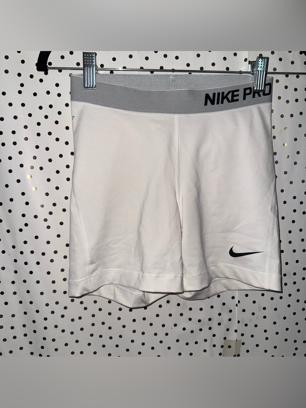 Nike White Compression Shorts with Grey Logo Print